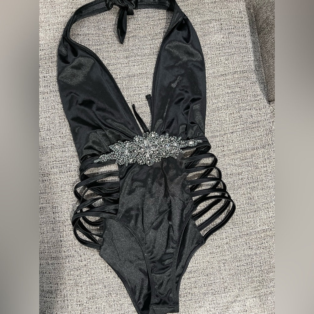 Sexy black one piece swimsuit